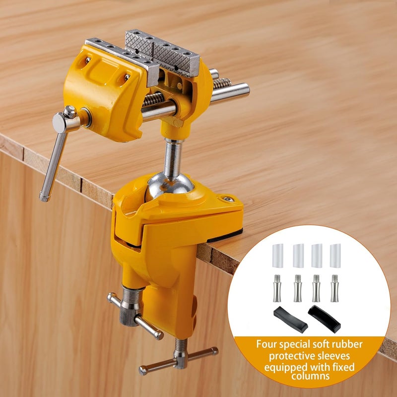 MAXMAN Bench Vise 3 Inch, Heavy Duty Home Bench Clamp with 360° Swivel Base, Multi-Purpose Cast Steel Table Vise, Vise Clamps Fixed Tool for Woodworking, Metalworking, Cutting Conduit, Drilling - Image 4